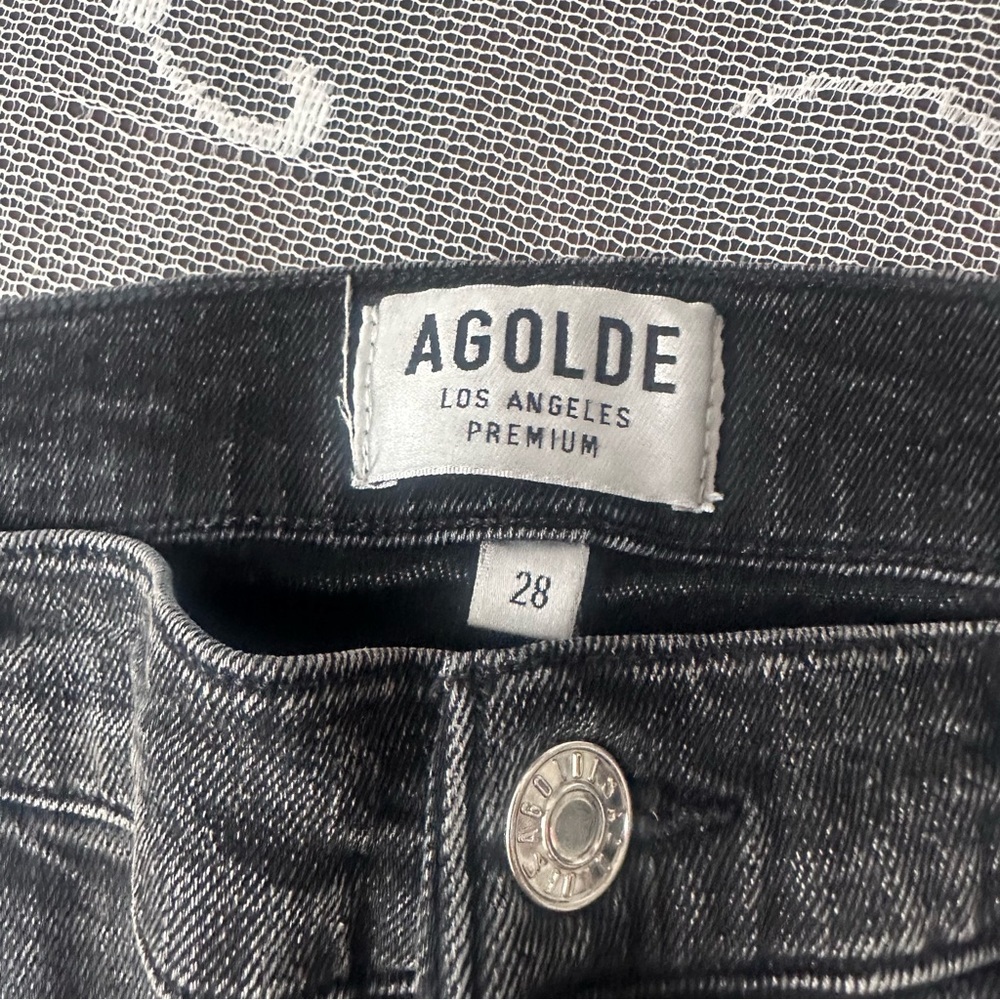 Agolde Sophie Rise Skinny Distressed Jeans in faded black  Sz 28 - Picture 3 of 8